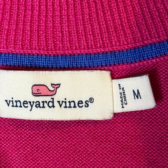 Vineyard Vines Pink Argyle 1/4 Zip Sweater M - Picture 6 of 7